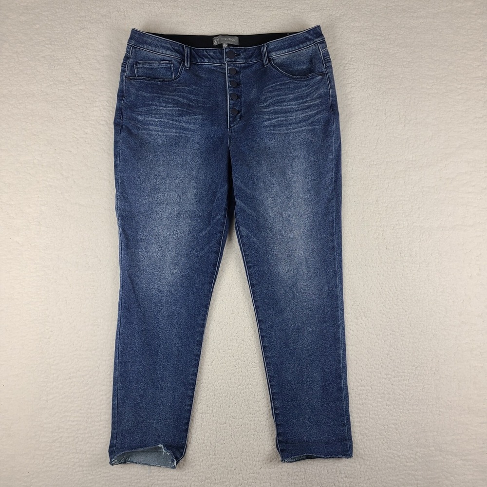 Wit Wisdom Jeans Womens 18 Ab Solution‎ Straight Leg Button Fly Dark Wash Blue
